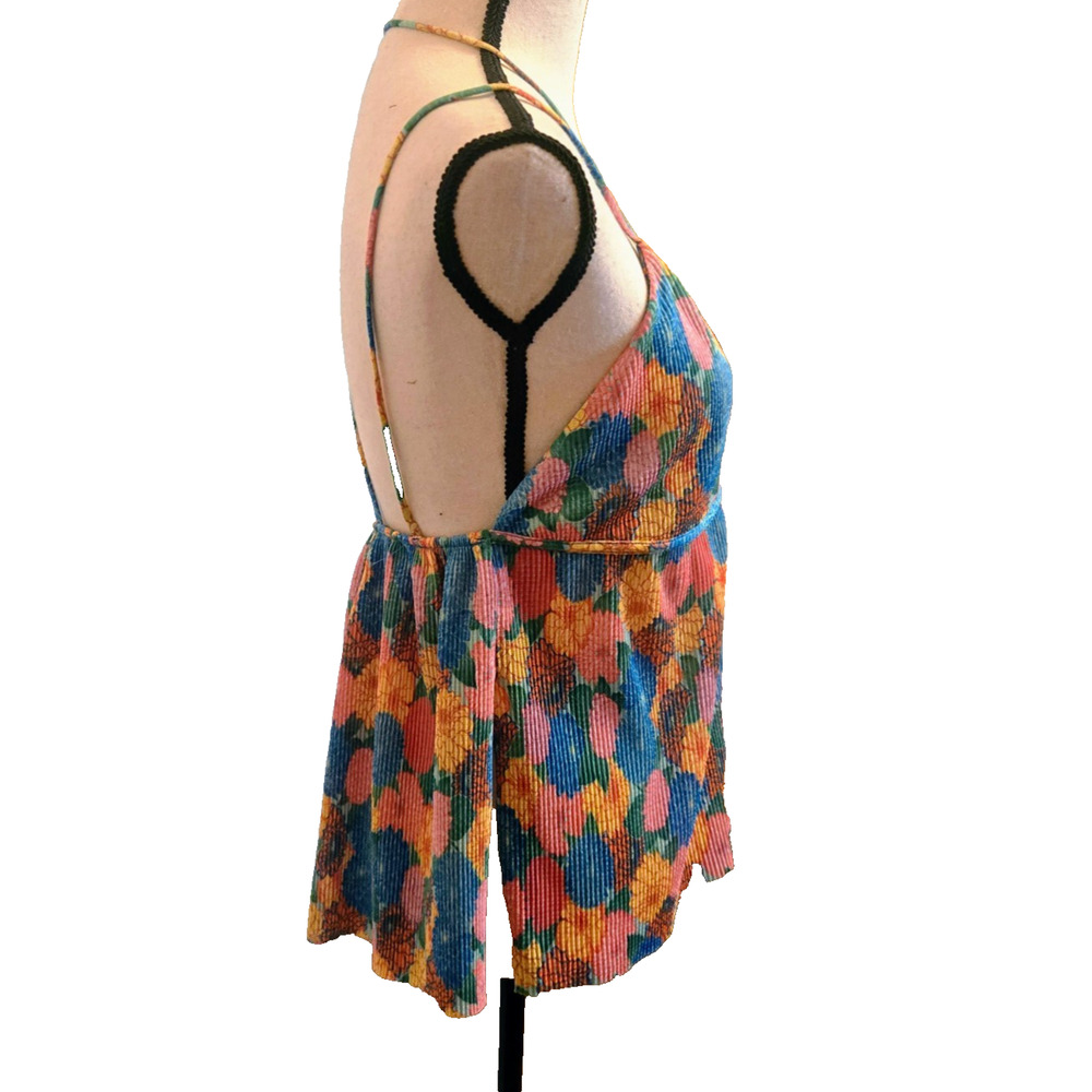 ZARA 2pc Multicolor Summer Floral Pleated Top & Pleated Pants size L - Picture 7 of 16